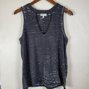 VTG Lucky Brand Gray Burnout Keyhole Distressed T-Shirt Emo Soft Grunge Y2K Sz M